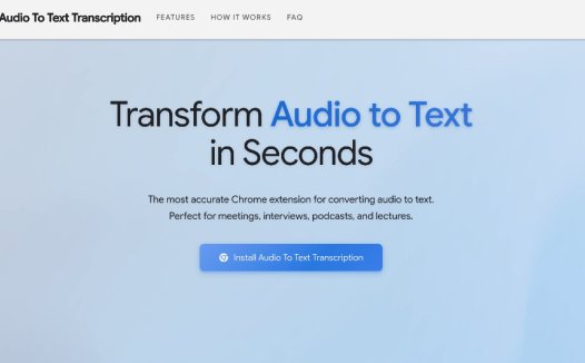 Audio To Text Transcription：音频转换为文本插件，快速获取任何音频文件的即时转录