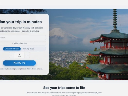 Eve Travel Co:一款 AI 旅行规划工具,可在几分钟内生成个性化的行程
