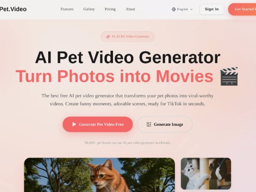 Pet Video：免费AI宠物视频生成器，将宠物照片快速转化为有趣的短视频