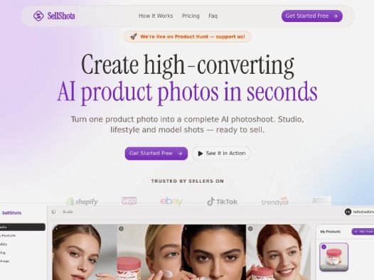SellShots:AI产品摄影工具,专为Shopify、Amazon和Etsy卖家设计的AI电商工具