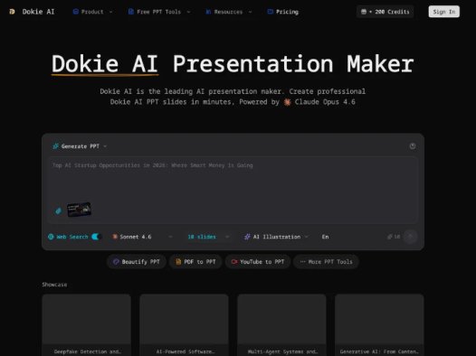 Dokie AI：AI演示文稿制作工具，快速创建专业的 PPT 幻灯片