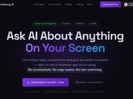 ScreenGeany AI：AI屏幕截图助手，快速获取屏幕上的任何信息