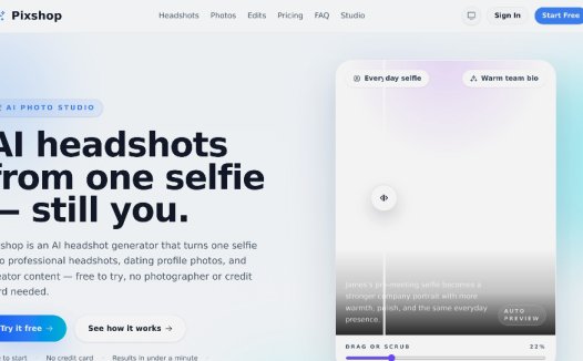 Pixshop：AI智能照片工作室，快速生成专业证件照、社交头像及创意内容