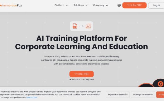 Immersive Fox：AI驱动的培训平台，将PDF、视频或文本内容转化为多语言AI课程