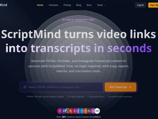 ScriptMind:AI字幕工具,快速生成 TikTok、YouTube 和 Instagram 字幕