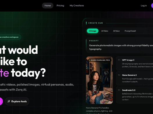 Zorq AI：是一款多功能AI创作平台，集AI图像、视频生成、语音克隆、唇形同步、动作迁移等功能于一体