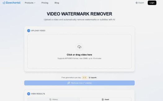 FlowChartAI：免费在线AI视频水印去除工具，精准识别并移除TikTok、CapCut等水印