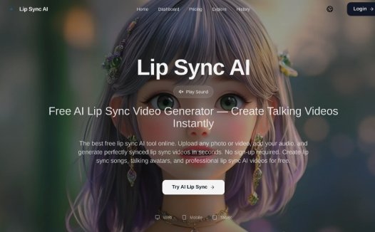 Lip Sync AI:免费AI唇形同步工具,传照片或视频并添加音频即可生成唇形视频