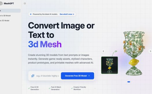 MeshGPT:3D模型生成工具,通过文本或图像即时创建高质量3D模型