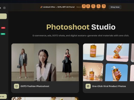 PhotoShoot：AI摄影工具，无需提示词即可一键生成电商产品图、OOTD穿搭照、个人头像等内容