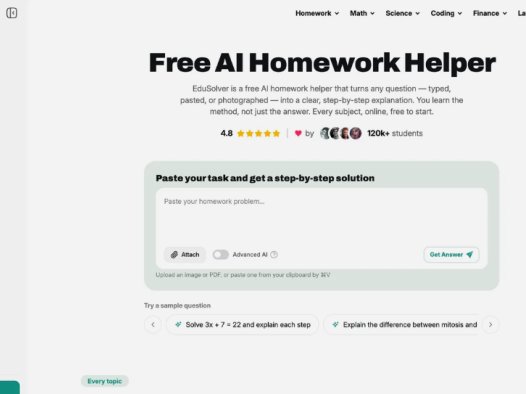EduSolver:免费AI作业助手,覆盖从中学到大学的所有学科
