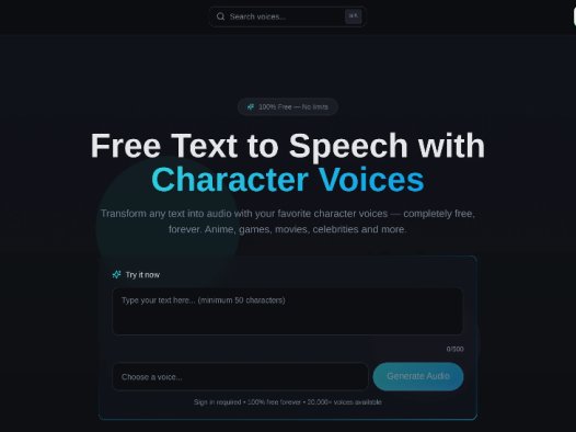 cvoice.ai:免费文本转语音平台,提供超过20,000种角色声音