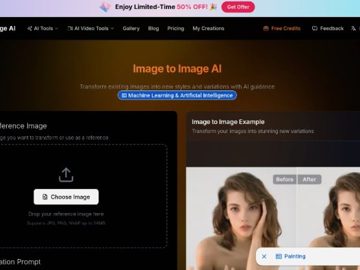 Image to Image AI：AI图像转换工具，支持多种艺术效果、背景更换和细节增强