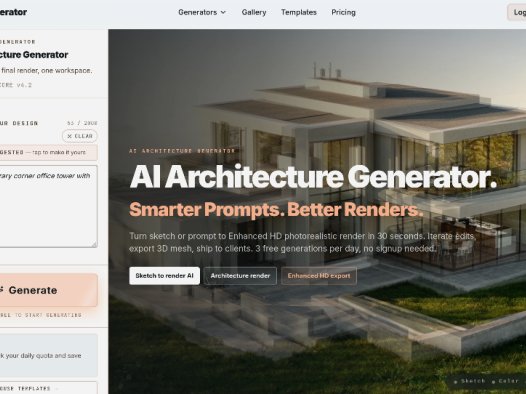 AI Arch Generator:一款面向建筑师的AI渲染工具,可将草图转化为高清照片级渲染图