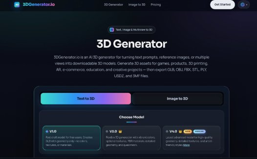 3DGenerator：在线AI 3D生成器，从文本、图片或多视图生成可下载的3D模型