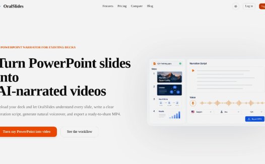 OralSlides:PowerPoint演示文稿转化为带旁白的视频,自动生成清晰的旁白脚本和自然的语音