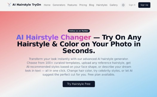 AI Hairstyle TryOn:AI发型变换工具,上传照片即可在线尝试100多种发型与发色