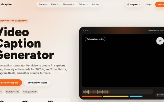 aicaption:AI从语音自动生成视频字幕,支持TikTok、YouTube Shorts、Instagram Reels等平台