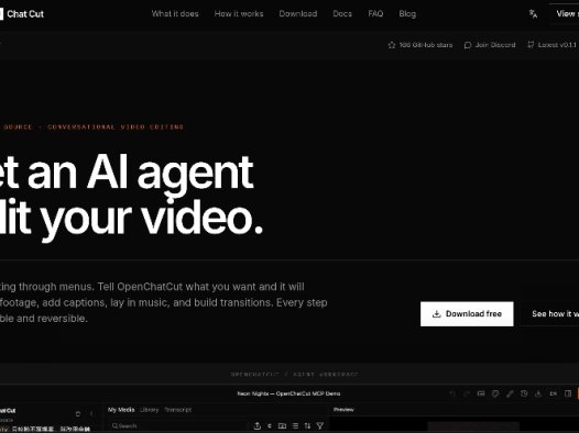 OpenChatCut：一款开源、本地优先的AI视频编辑器，自动完成剪辑、添加字幕、配乐和转场等功能