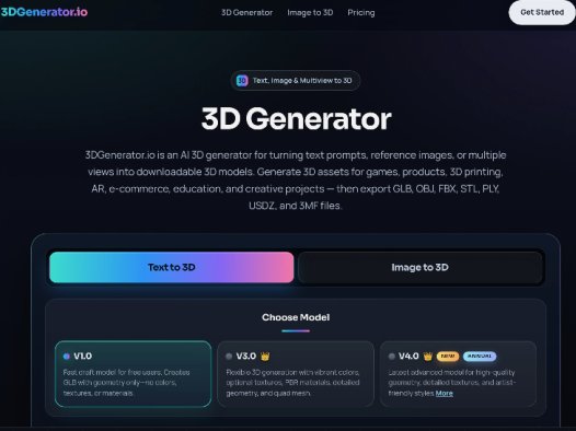 3DGenerator:在线AI 3D生成器,从文本、图片或多视图生成可下载的3D模型