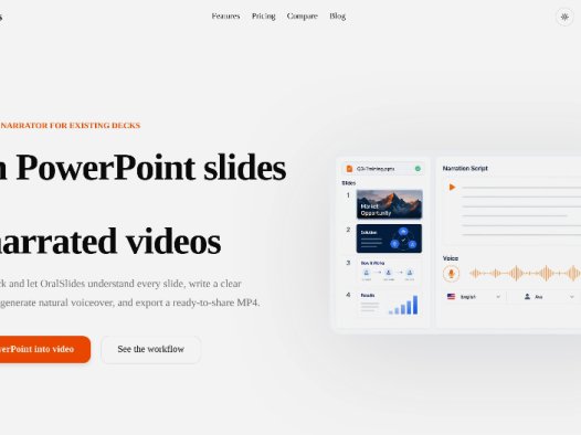 OralSlides:PowerPoint演示文稿转化为带旁白的视频,自动生成清晰的旁白脚本和自然的语音