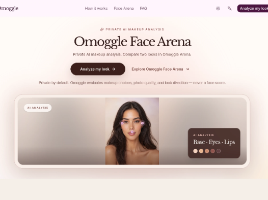 Omoggle:AI图像分析工具,一款帮助用户评估妆容选择、照片质量和造型方向的AI化妆分析工具