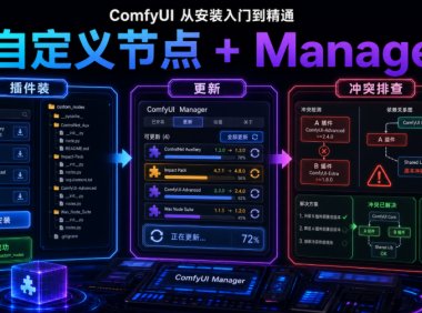 ComfyUI 从安装入门到精通，自定义节点 + Manager（插件装 / 更新 / 冲突排查）