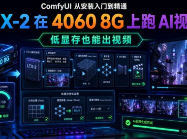 ComfyUI 从安装入门到精通,LTX-2 在 4060 8G 上跑 AI视频(低显存也能出视频)