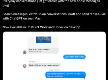 ChatGPT 推出 Apple Messages 插件,可在 Mac 上搜索并回复消息