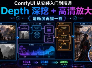 ComfyUI 从安装入门到精通,Depth 深挖 + 高清放大(清晰度再提一档)