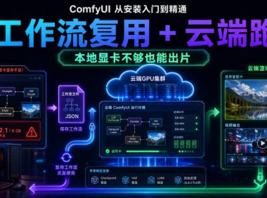 ComfyUI 从安装入门到精通，工作流复用 + 云端跑（本地显卡不够也能出片）