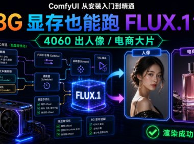 ComfyUI 从安装入门到精通，8G 显存也能跑 FLUX.1？ 4060 出人像 / 电商大片