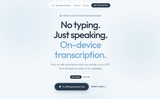 Whisperstream：完全离线的本地将语音实时转换为文字工具，无需上传音频