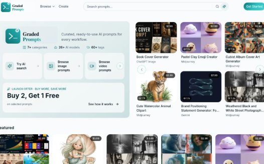 Graded Prompts:AI提示词市场,覆盖 Midjourney、ChatGPT、Gemini、FLUX 等主流AI模型