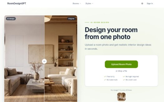 RoomDesignGPT:AI室内设计工具,60秒内生成两张逼真的室内设计效果图
