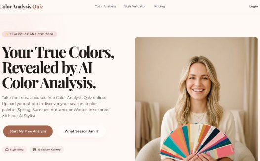 Color Analysis Quiz:AI色彩分析工具,基于肤色、发色和眼睛对比度提供专业色调建议
