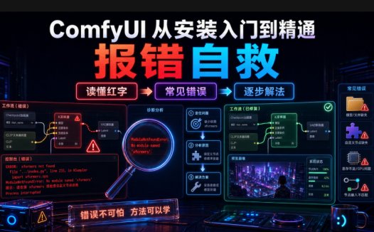 ComfyUI 从安装入门到精通,报错自救(读懂红字 + 常见错误逐步解法)