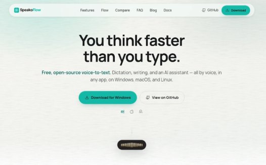 SpeakoFlow:免费开源语音转文字工具,支持听写、AI生成、翻译和润色