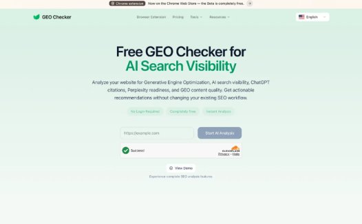 GEO Checker:一款专业的生成式引擎优化(GEO)分析工具,面向生成式AI搜索时代的网站优化工具