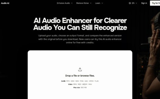 Audio AI：在线AI音频增强，清晰语音与自然降噪并支持人声与音乐分离
