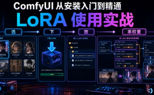 ComfyUI 从安装入门到精通,LoRA 使用实战(选/下/放/串权重)