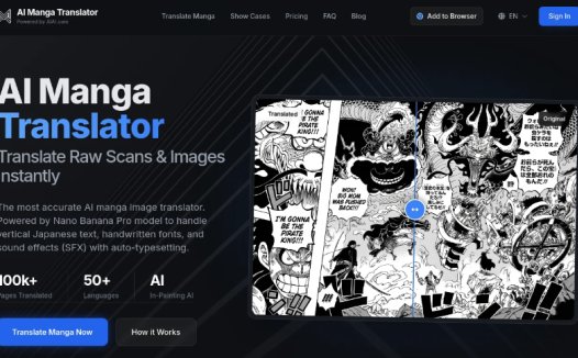 AI Manga Translator:AI图像翻译工具,支持自动嵌字、批量翻译和50多种语言