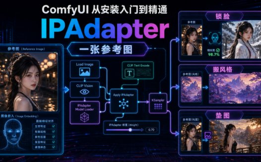 ComfyUI 从安装入门到精通,IPAdapter,一张参考图锁脸、搬风格、垫图