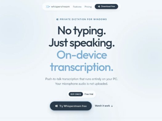 Whisperstream：完全离线的本地将语音实时转换为文字工具，无需上传音频