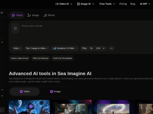 Sea Imagine AI：多模型集成的AI视频与图像生成工具，支持文本和图像快速生成视频与图像