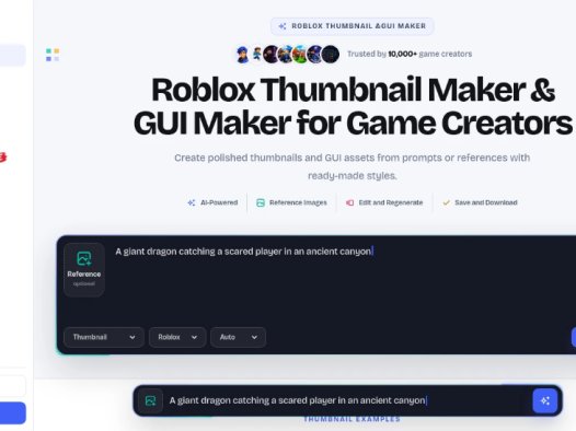GFX Forge:一款面向游戏创作者的AI缩略图与GUI生成工具,适用于Roblox、Minecraft、Unity等游戏场景