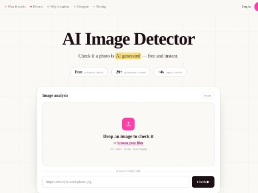 Was it AI:免费、即时、无需注册的AI图片检测,用于判断照片是否由AI生成的免费在线工具