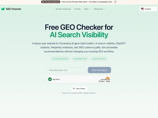 GEO Checker：一款专业的生成式引擎优化（GEO）分析工具，面向生成式AI搜索时代的网站优化工具