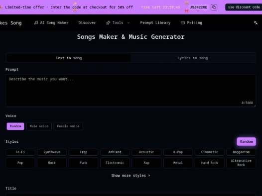 AI Makes Song:AI歌曲生成器,输入文本或歌词即可生成完整原创歌曲