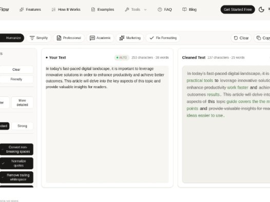 HumanFlow：免费AI文本清洗工具，自动去除AI痕迹使文本更自然流畅